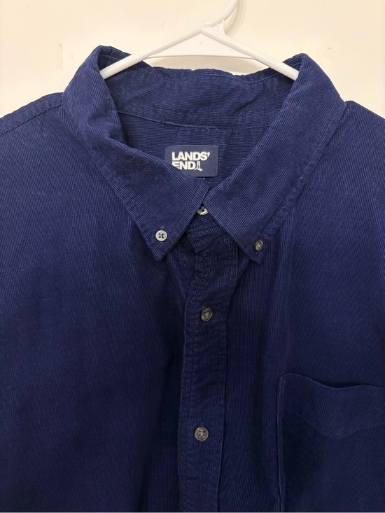 Lands' End Other - Mens XXL Blue Corduroy Button Up Shirt Jacket Long Sleeve Cotton Blend Casual